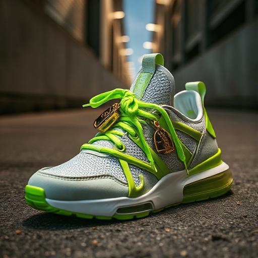 Sneaker customizado com cadarços neon