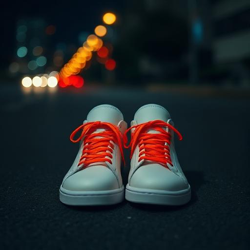 Sneaker com cadarços refletivos laranja